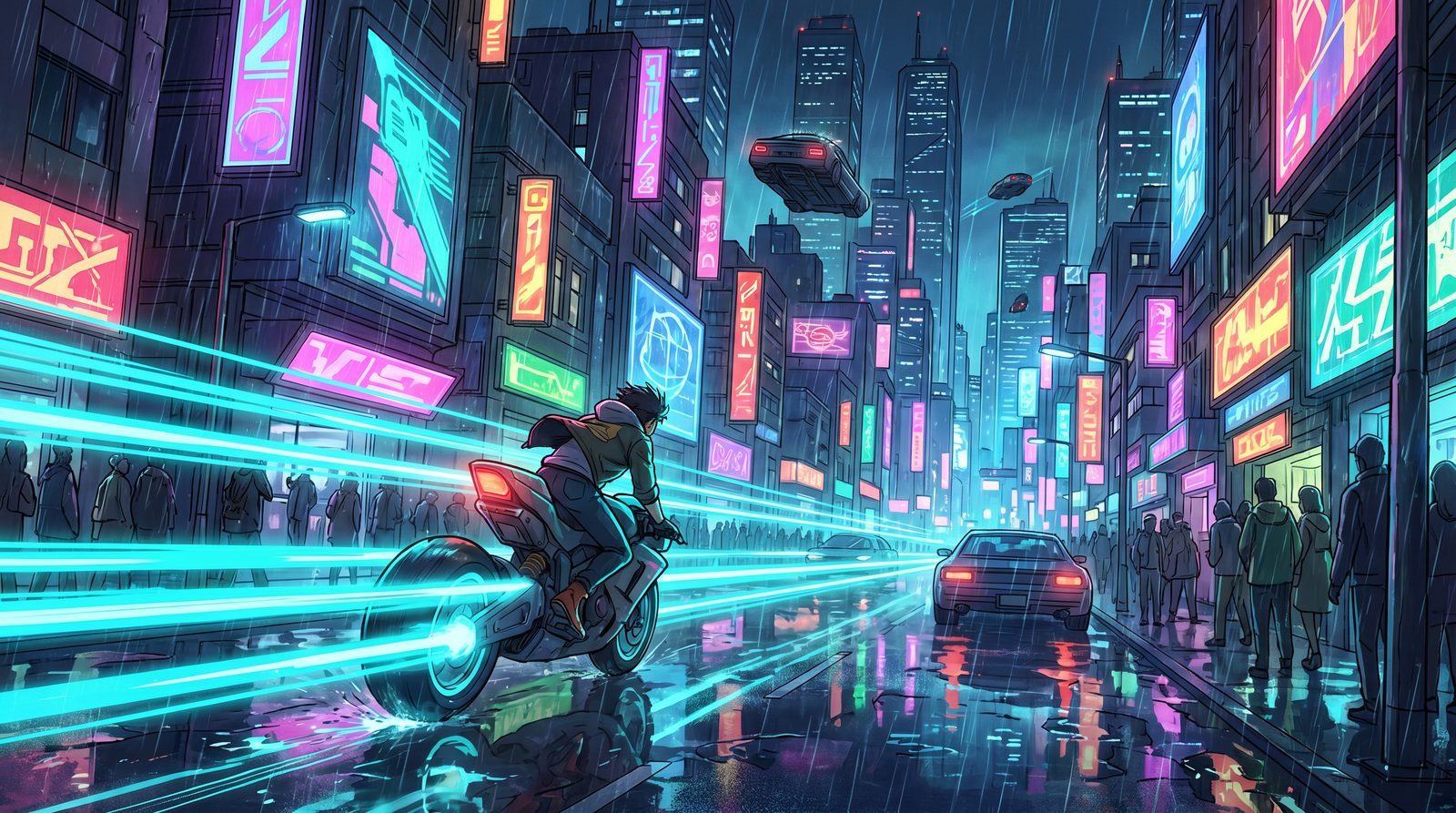 蘑菇视频 动漫封面：赛博动漫：霓虹街头的一次快递任务·蘑菇视频原创